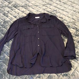 GAP Navy Boyfriend Fit Button Down Blouse